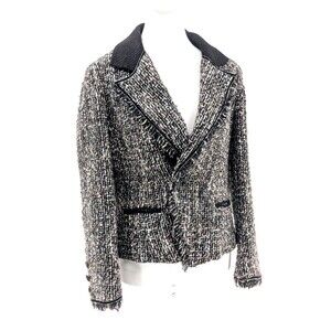 Nordstrom Mcginn Wool Blend Multi Colored Tweed Fringe Blazer Jacket Size Large